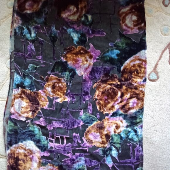 Burn out velvet scarf w gorgous colors! Wrap home decore 22” X 70” valance gift - Picture 1 of 6